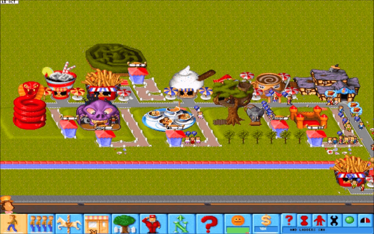 Gameplay screen of Theme Park (8/8)