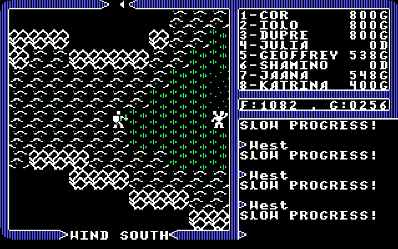Gameplay screen of Ultima IV: Quest of the Avatar (3/8)