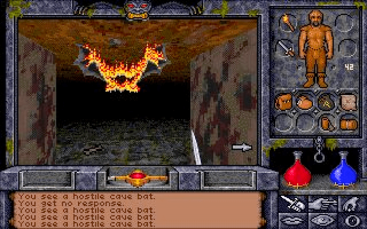 Gameplay screen of Ultima Underworld II: Labyrinth of Worlds (1/8)