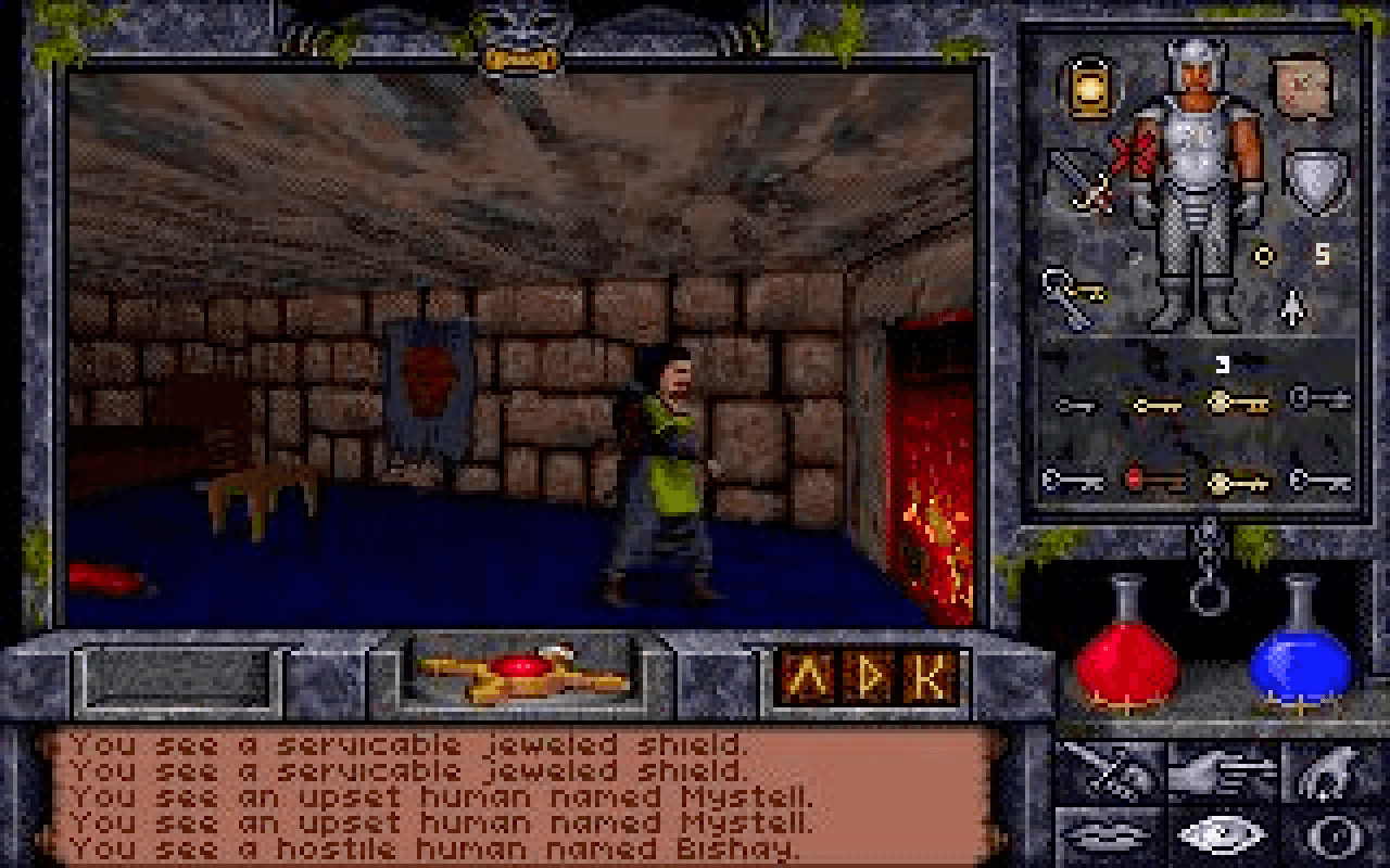 Gameplay screen of Ultima Underworld II: Labyrinth of Worlds (6/8)