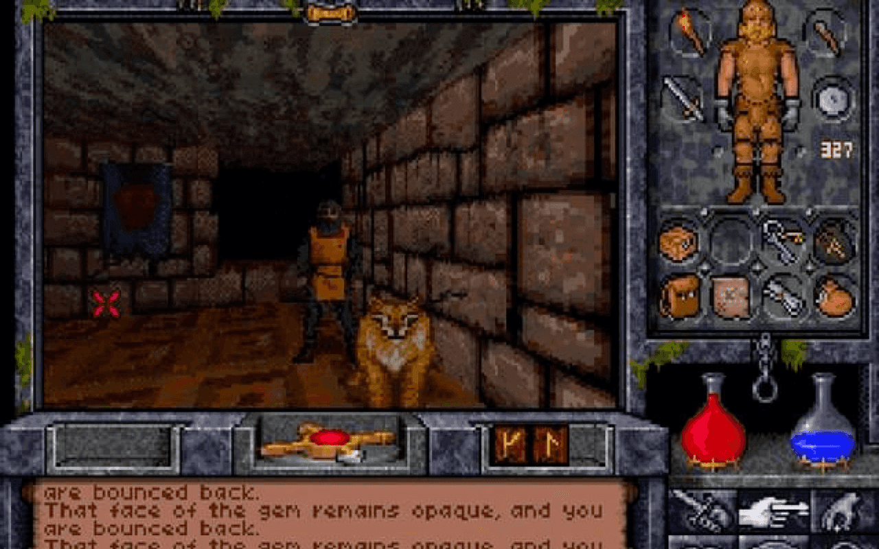 Gameplay screen of Ultima Underworld: The Stygian Abyss (4/8)