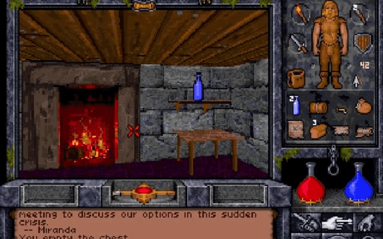 Gameplay screen of Ultima Underworld: The Stygian Abyss (5/8)