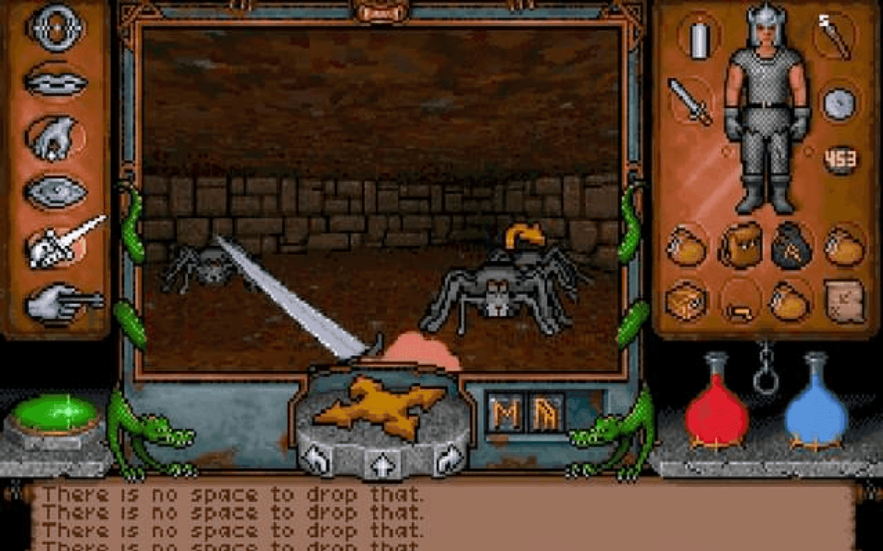 Gameplay screen of Ultima Underworld: The Stygian Abyss (8/8)