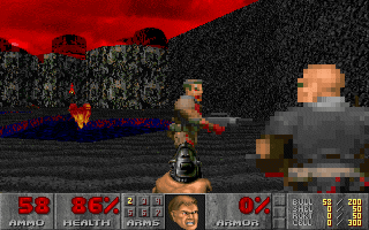 Gameplay screen of The Ultimate Doom (2/8)