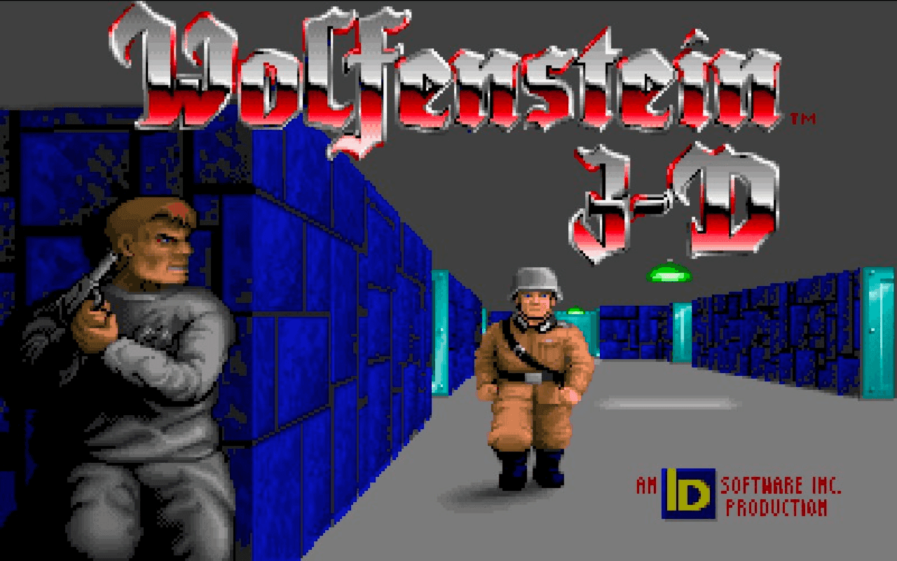 Gameplay screen of Wolfenstein 3D (1/8)