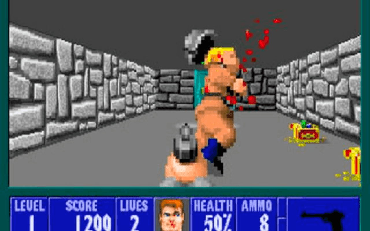 Gameplay screen of Wolfenstein 3D (2/8)