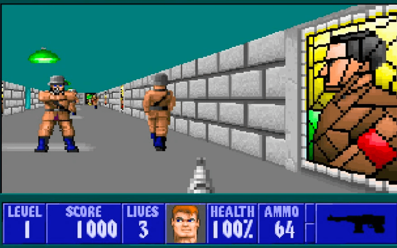 Gameplay screen of Wolfenstein 3D (3/8)
