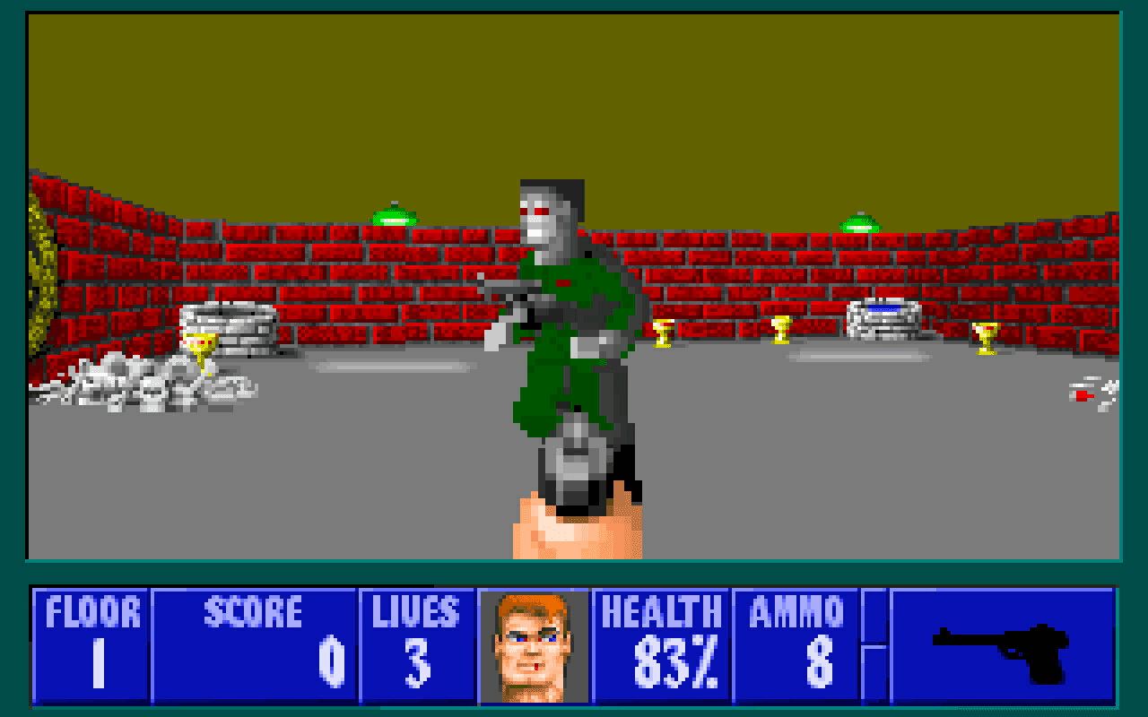 Gameplay screen of Wolfenstein 3D (4/8)