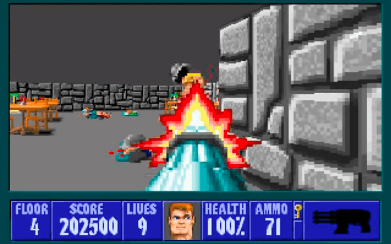 Gameplay screen of Wolfenstein 3D (7/8)