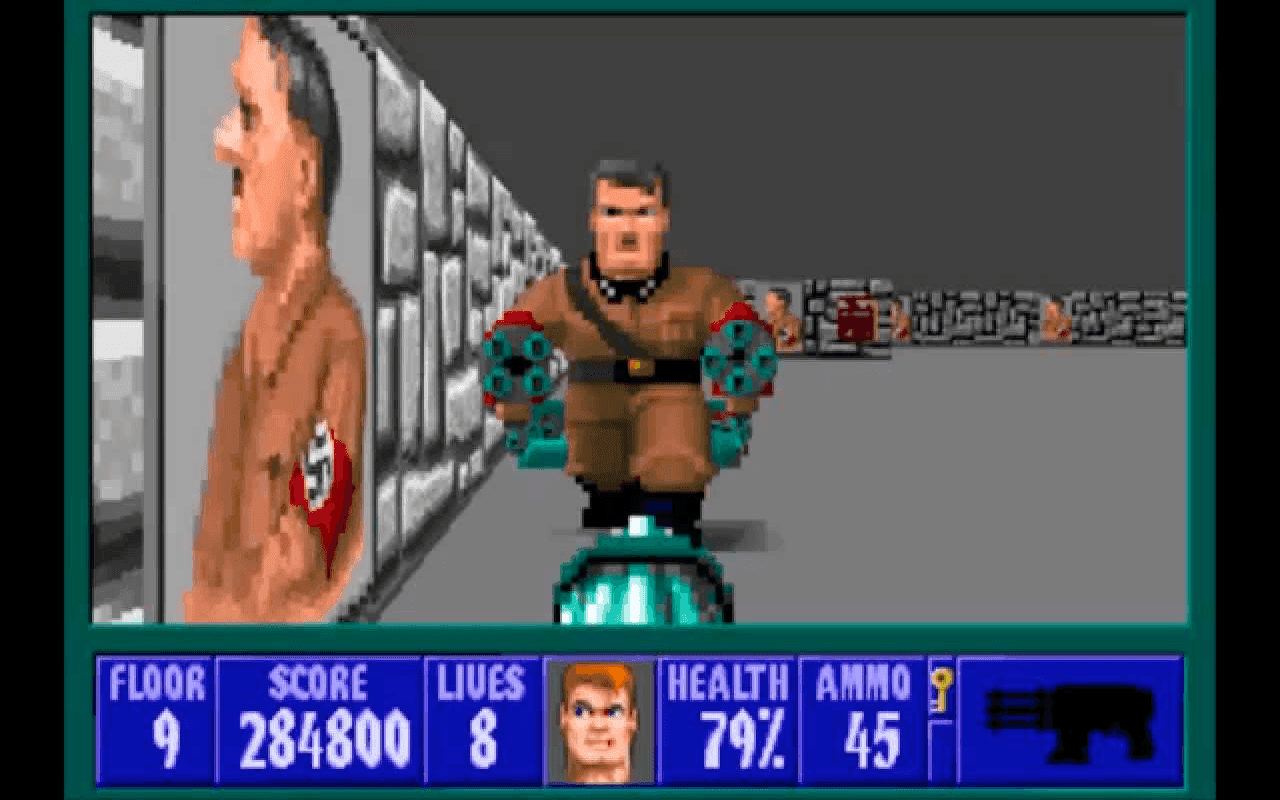 Gameplay screen of Wolfenstein 3D (8/8)
