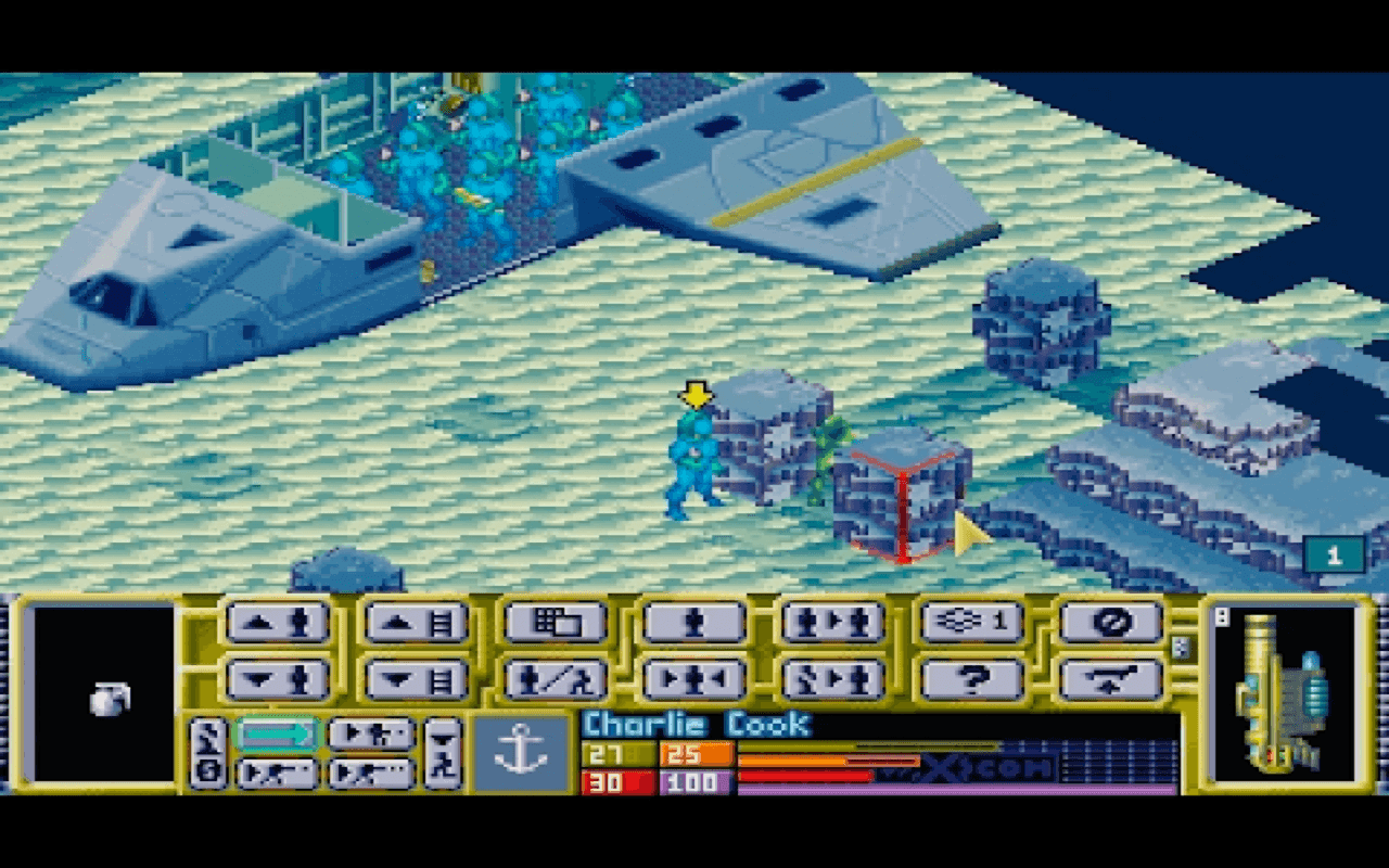 Gameplay screen of X-COM: UFO Defense (7/8)