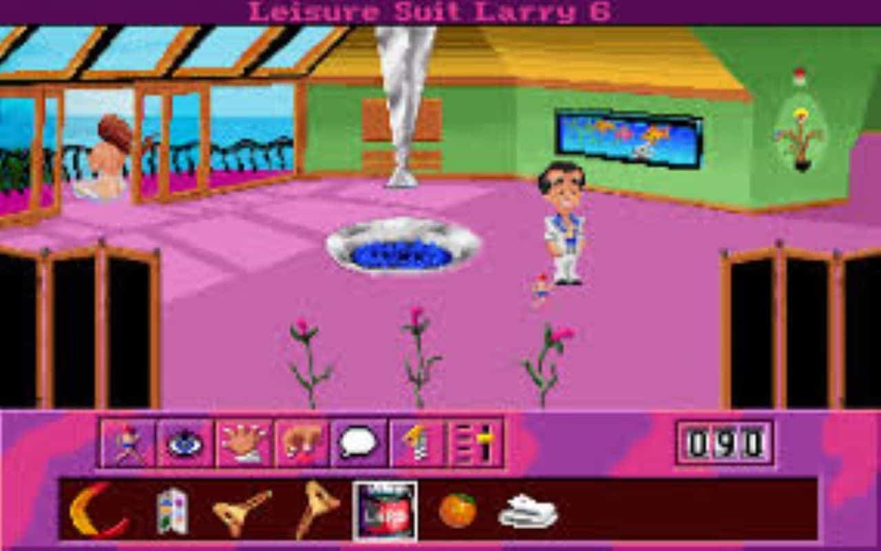 Gameplay screen of Leisure Suit Larry 6 Shape Up or Slip Out! (1/4) Gameplay screen of Leisure Suit Larry 6 Shape Up or Slip Out! (1/4)