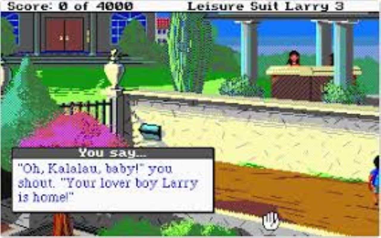 Gameplay screen of Leisure Suit Larry III: Passionate Patti in Pursuit of the Pulsating Pectorals (1/4) Gameplay screen of Leisure Suit Larry III: Passionate Patti in Pursuit of the Pulsating Pectorals (1/4)