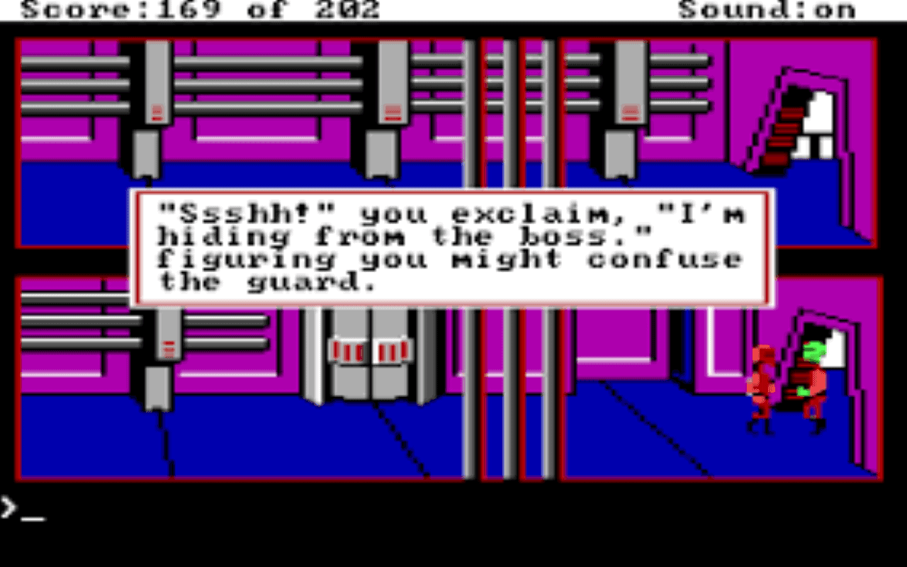 Gameplay screen of Space Quest: Chapter I - The Sarien Encounter (7/8) Gameplay screen of Space Quest: Chapter I - The Sarien Encounter (7/8)