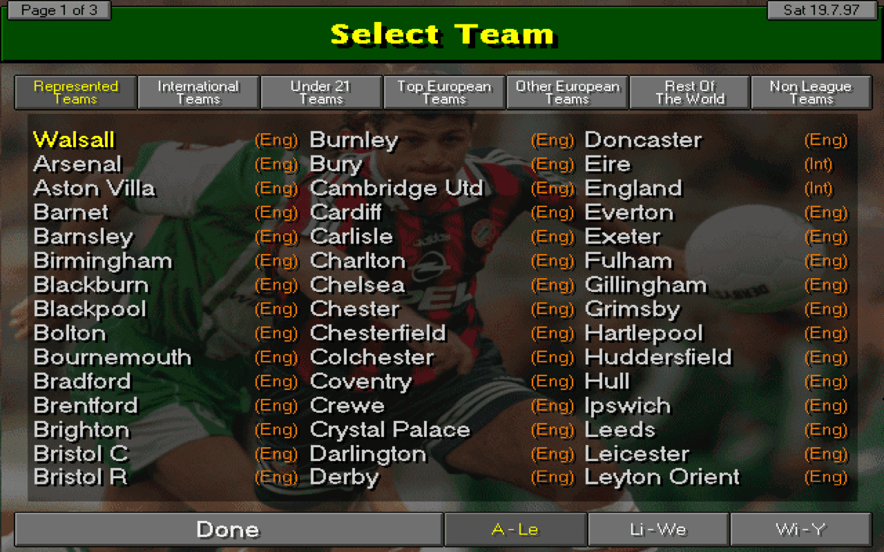 Gameplay screen of Championship Manager: Season 97/98 (3/8) Gameplay screen of Championship Manager: Season 97/98 (3/8)