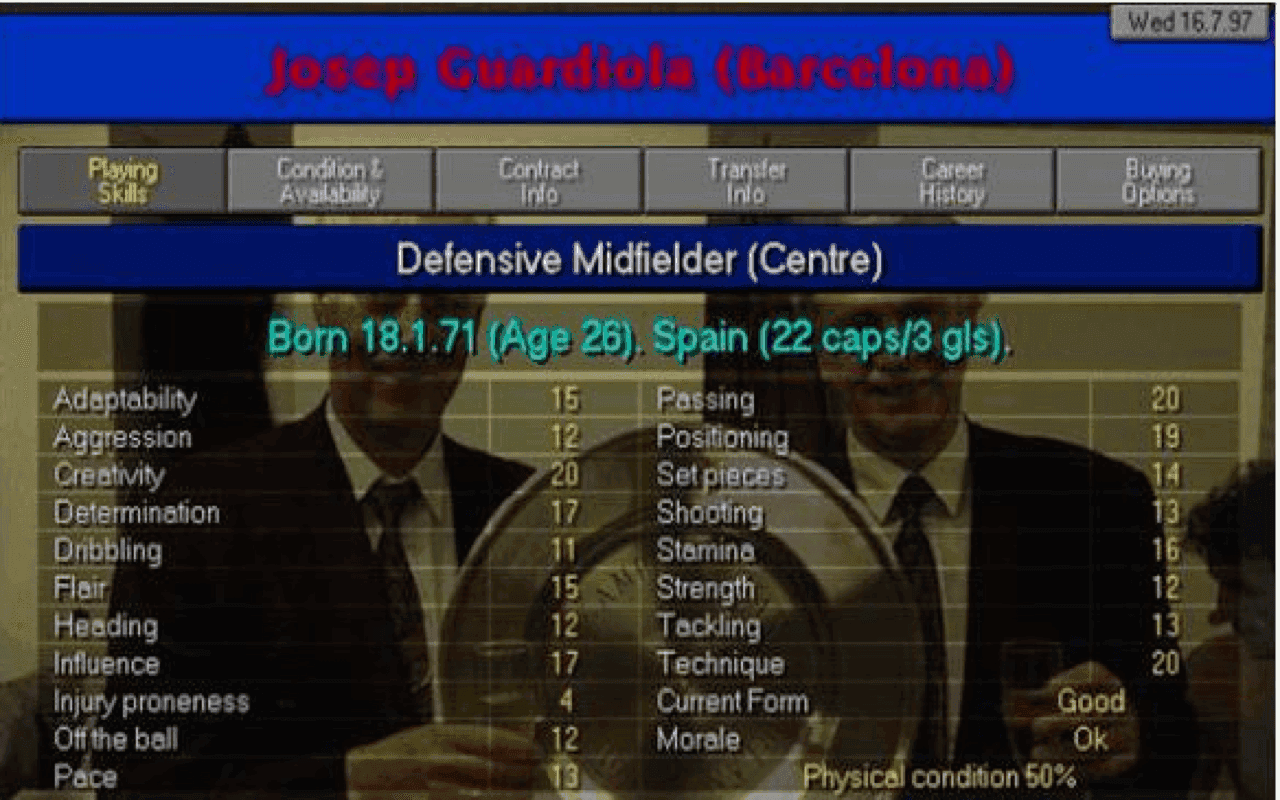 Gameplay screen of Championship Manager: Season 97/98 (7/8) Gameplay screen of Championship Manager: Season 97/98 (7/8)