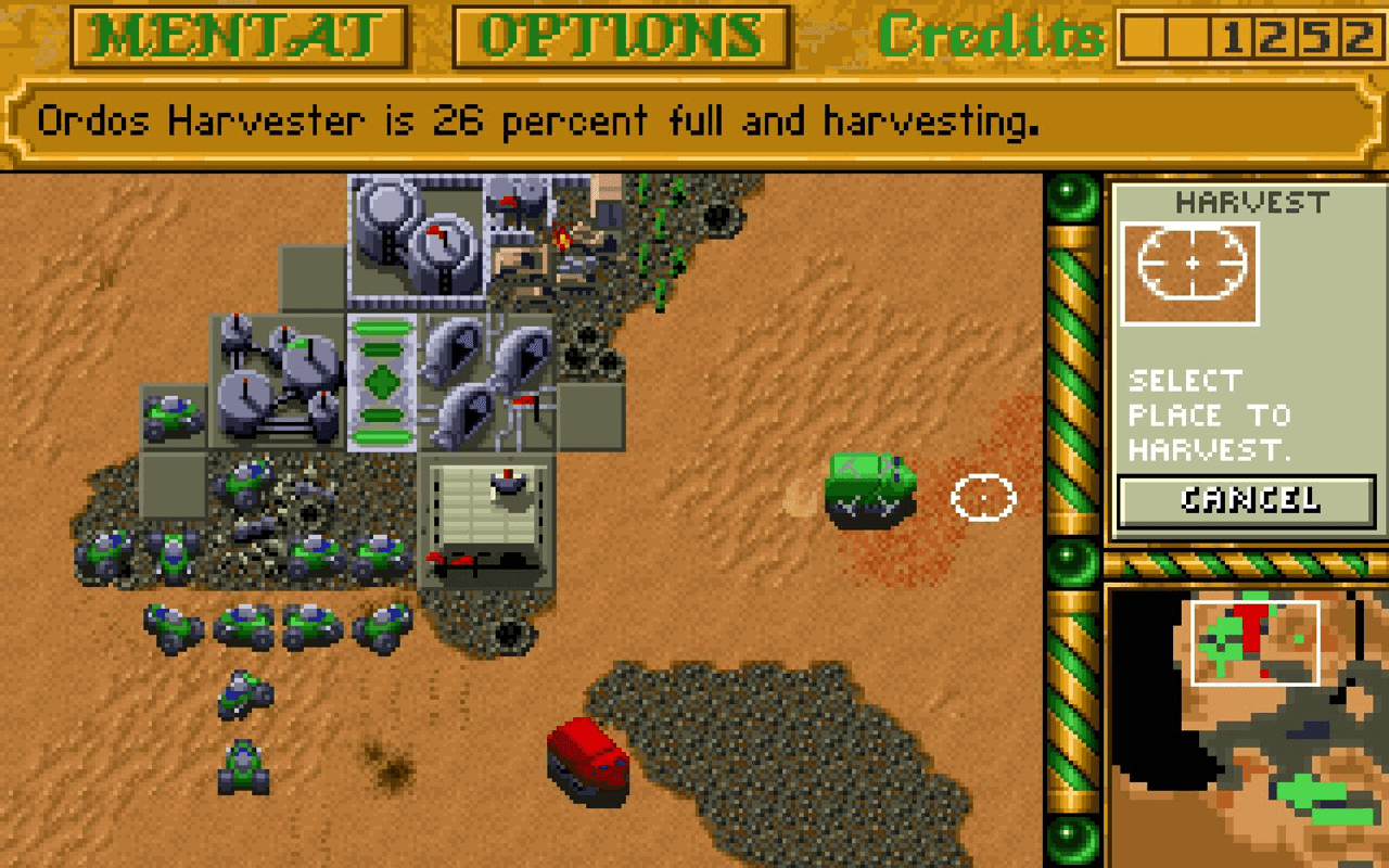 Gameplay screen of Dune II: The Building of a Dynasty (1/8) Gameplay screen of Dune II: The Building of a Dynasty (1/8)
