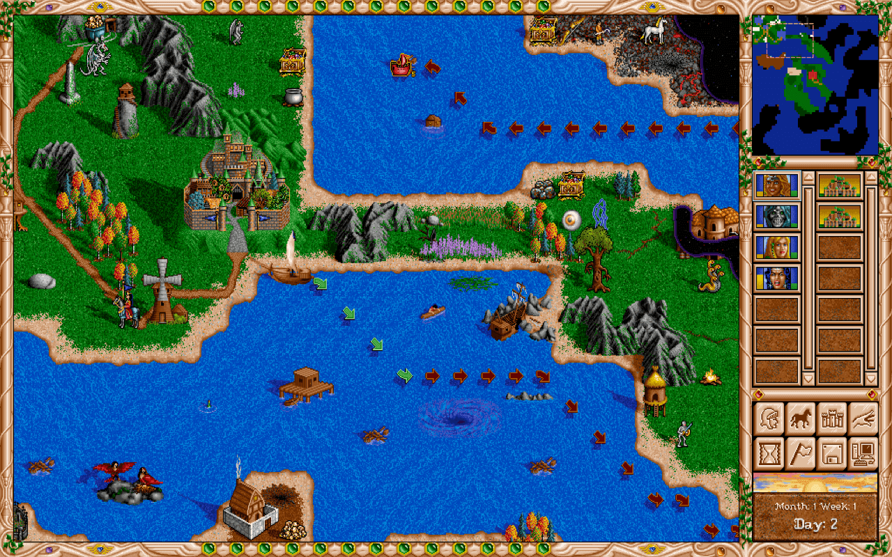 Gameplay screen of Heroes of Might and Magic II: The Succession Wars (2/8) Gameplay screen of Heroes of Might and Magic II: The Succession Wars (2/8)