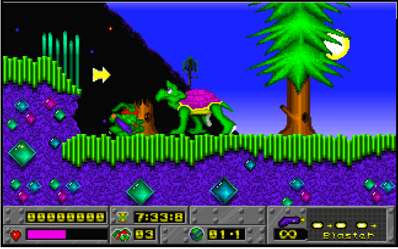 Gameplay screen of Jazz Jackrabbit (3/8) Gameplay screen of Jazz Jackrabbit (3/8)