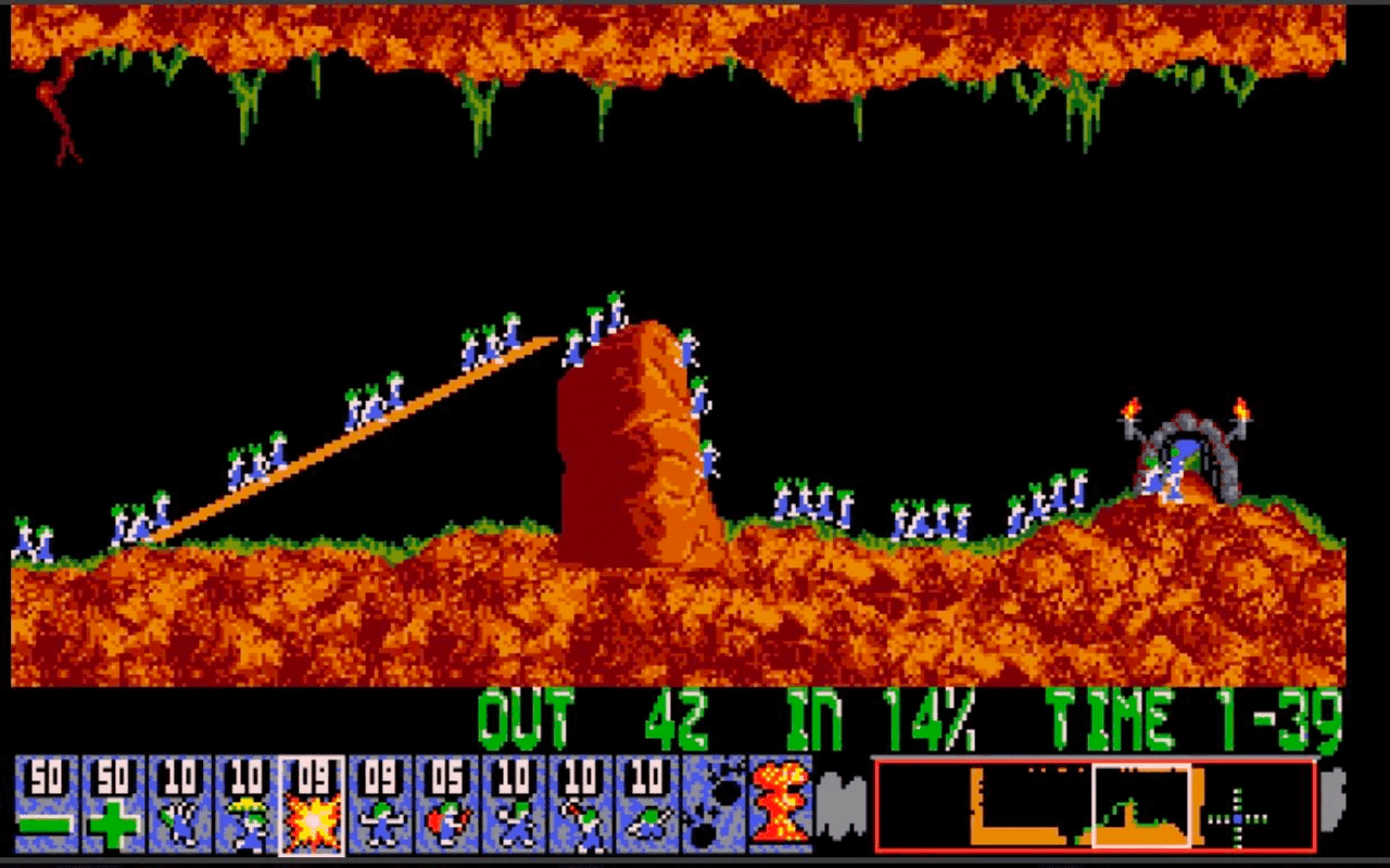 Gameplay screen of Lemmings (7/8) Gameplay screen of Lemmings (7/8)