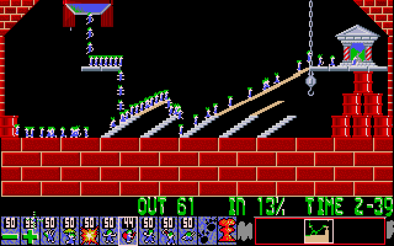 Gameplay screen of Lemmings (1/8) Gameplay screen of Lemmings (1/8)