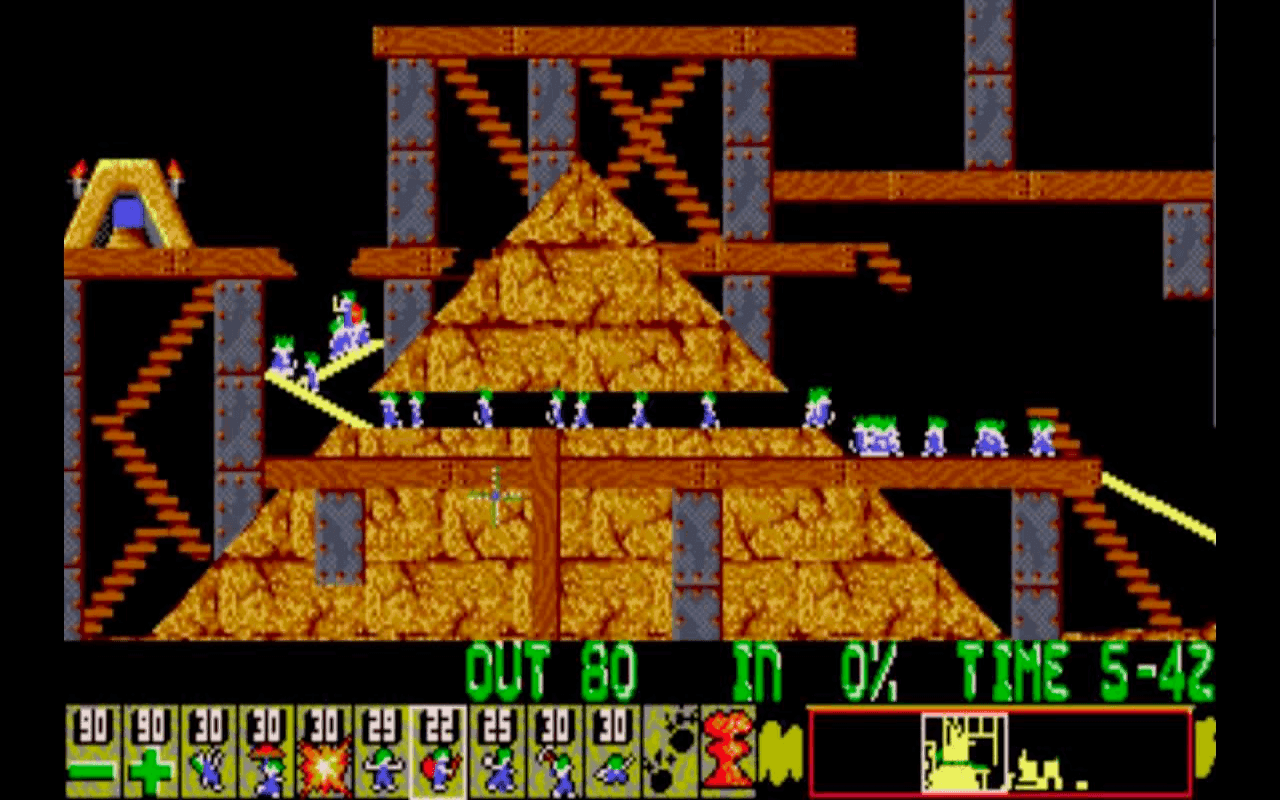Gameplay screen of Lemmings (8/8) Gameplay screen of Lemmings (8/8)