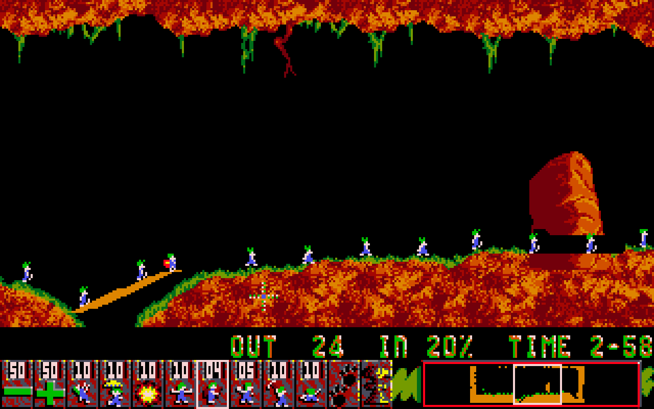 Gameplay screen of Lemmings (3/8) Gameplay screen of Lemmings (3/8)