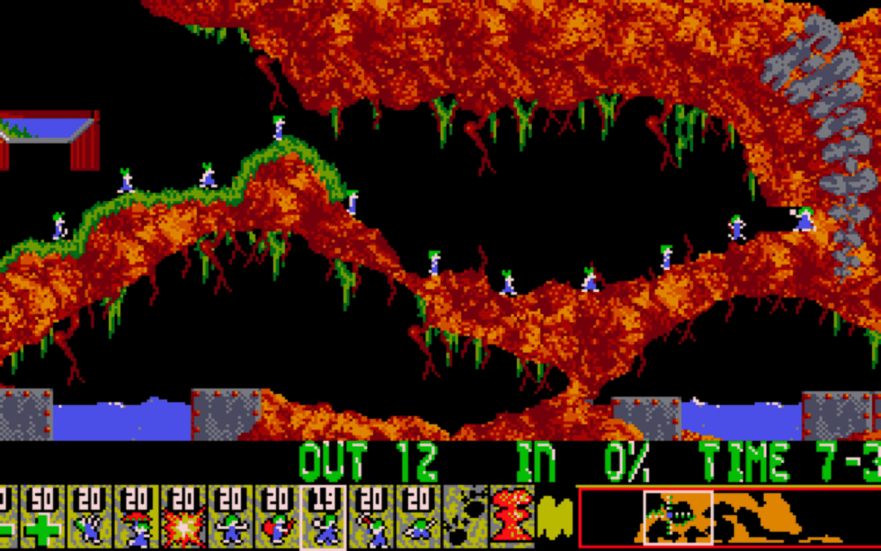 Gameplay screen of Lemmings (6/8) Gameplay screen of Lemmings (6/8)