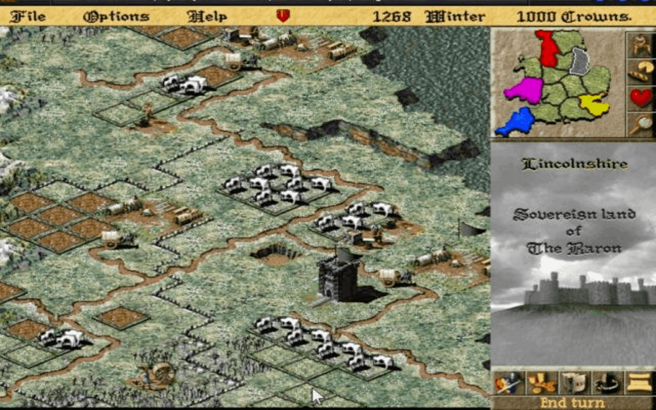 Gameplay screen of Lords of the Realm II (3/8) Gameplay screen of Lords of the Realm II (3/8)