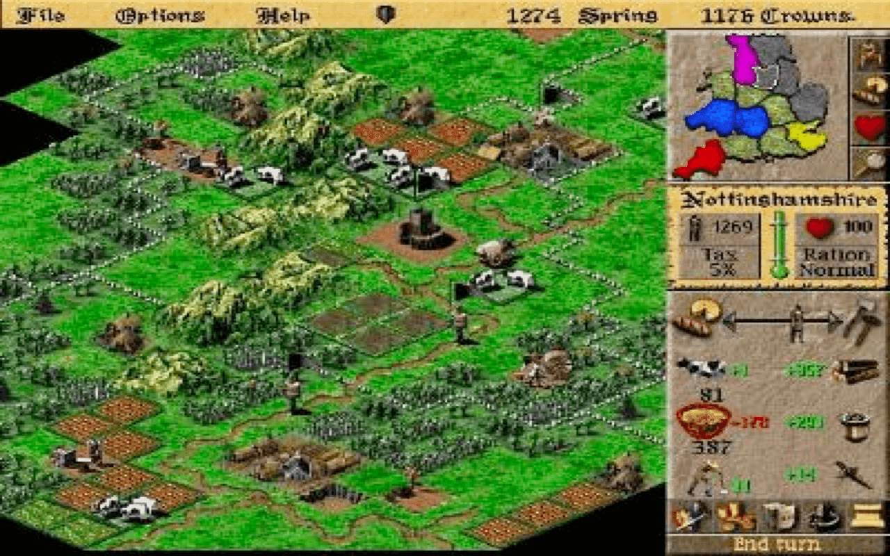 Gameplay screen of Lords of the Realm II (6/8) Gameplay screen of Lords of the Realm II (6/8)