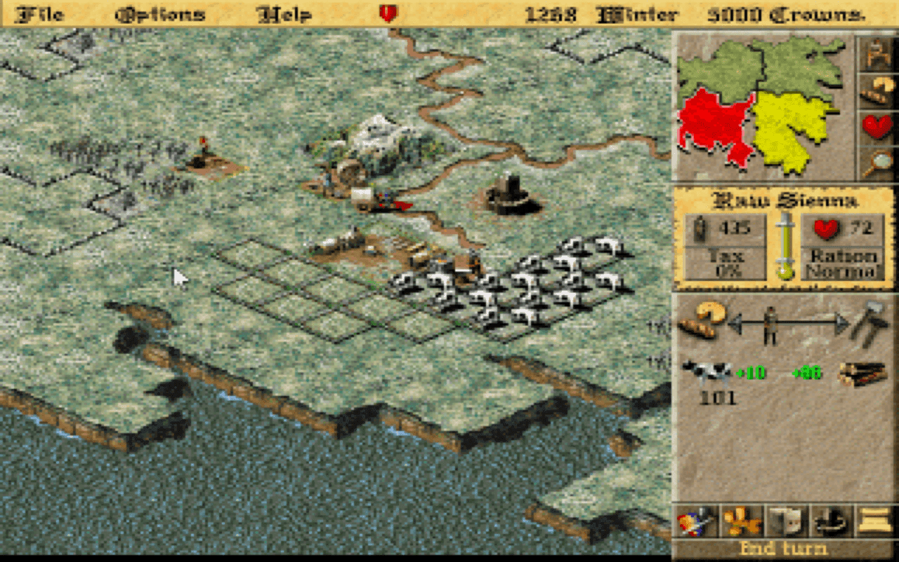 Gameplay screen of Lords of the Realm II (7/8) Gameplay screen of Lords of the Realm II (7/8)