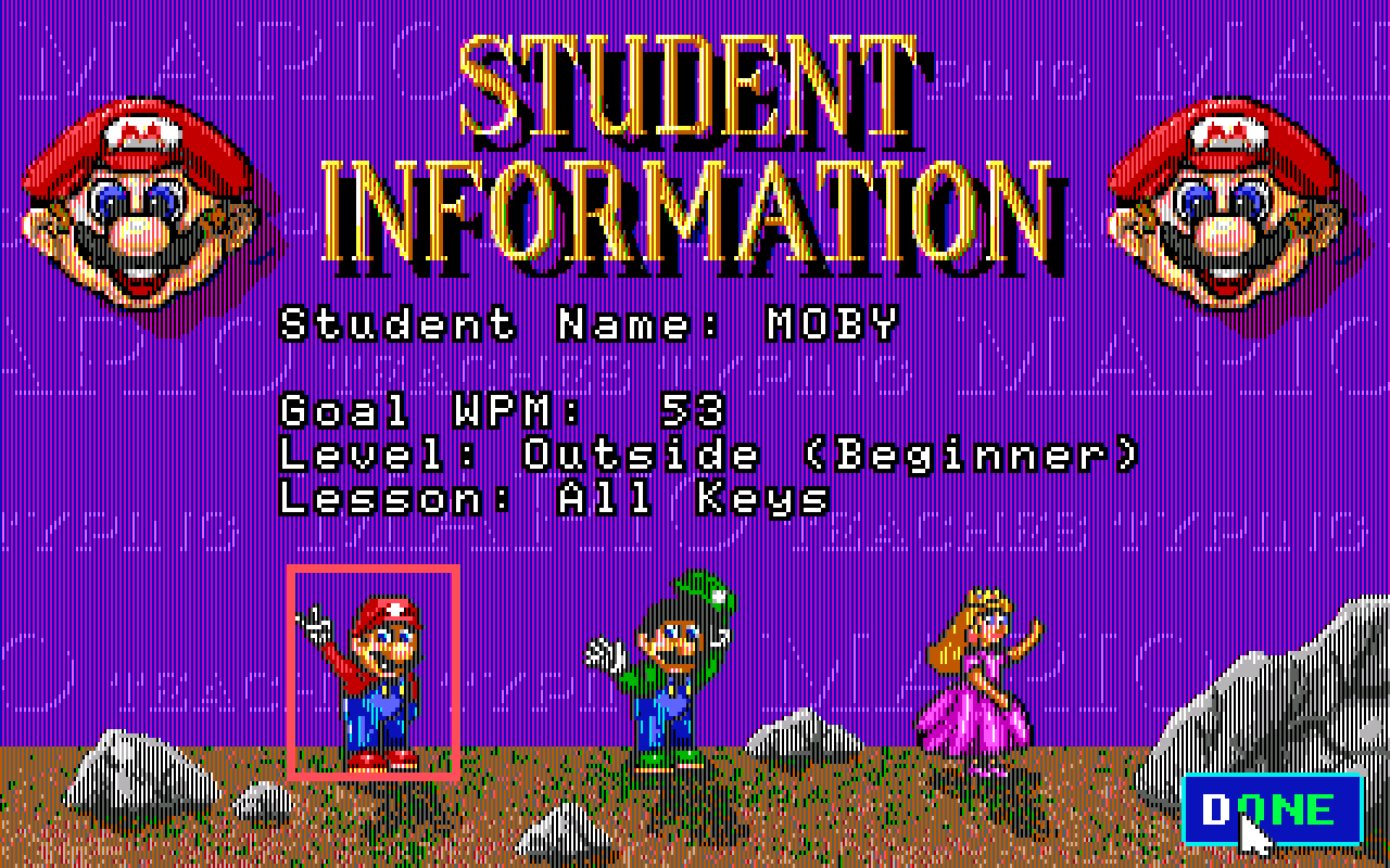 Gameplay screen of Mario Teaches Typing (1/4) Gameplay screen of Mario Teaches Typing (1/4)