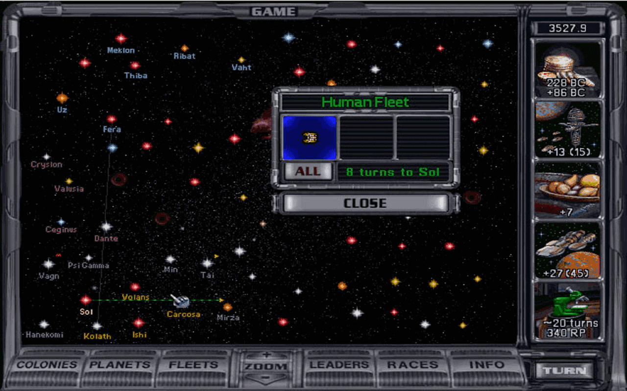 Gameplay screen of Master of Orion II: Battle at Antares (4/8) Gameplay screen of Master of Orion II: Battle at Antares (4/8)