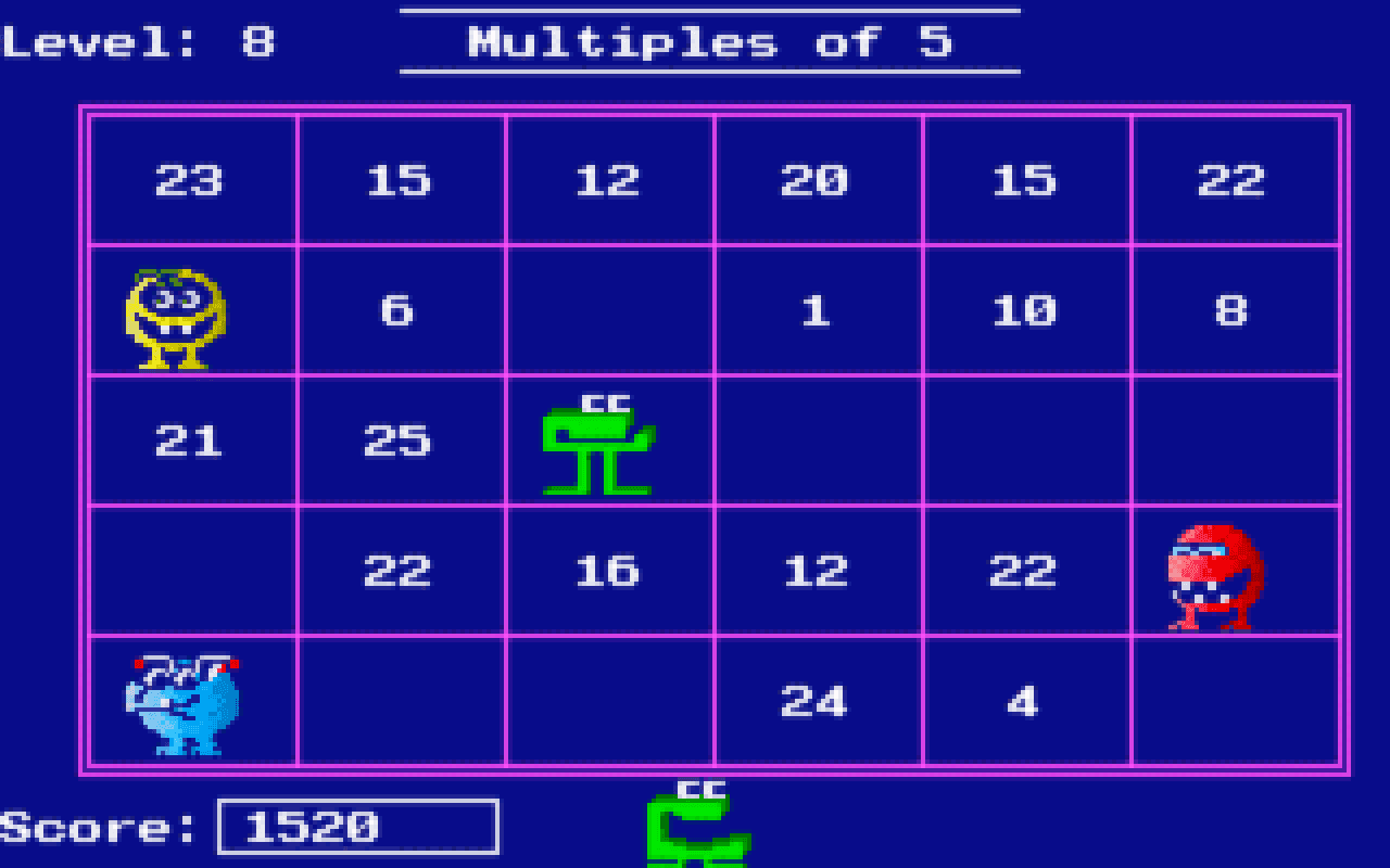 Gameplay screen of Number Munchers (8/8) Gameplay screen of Number Munchers (8/8)