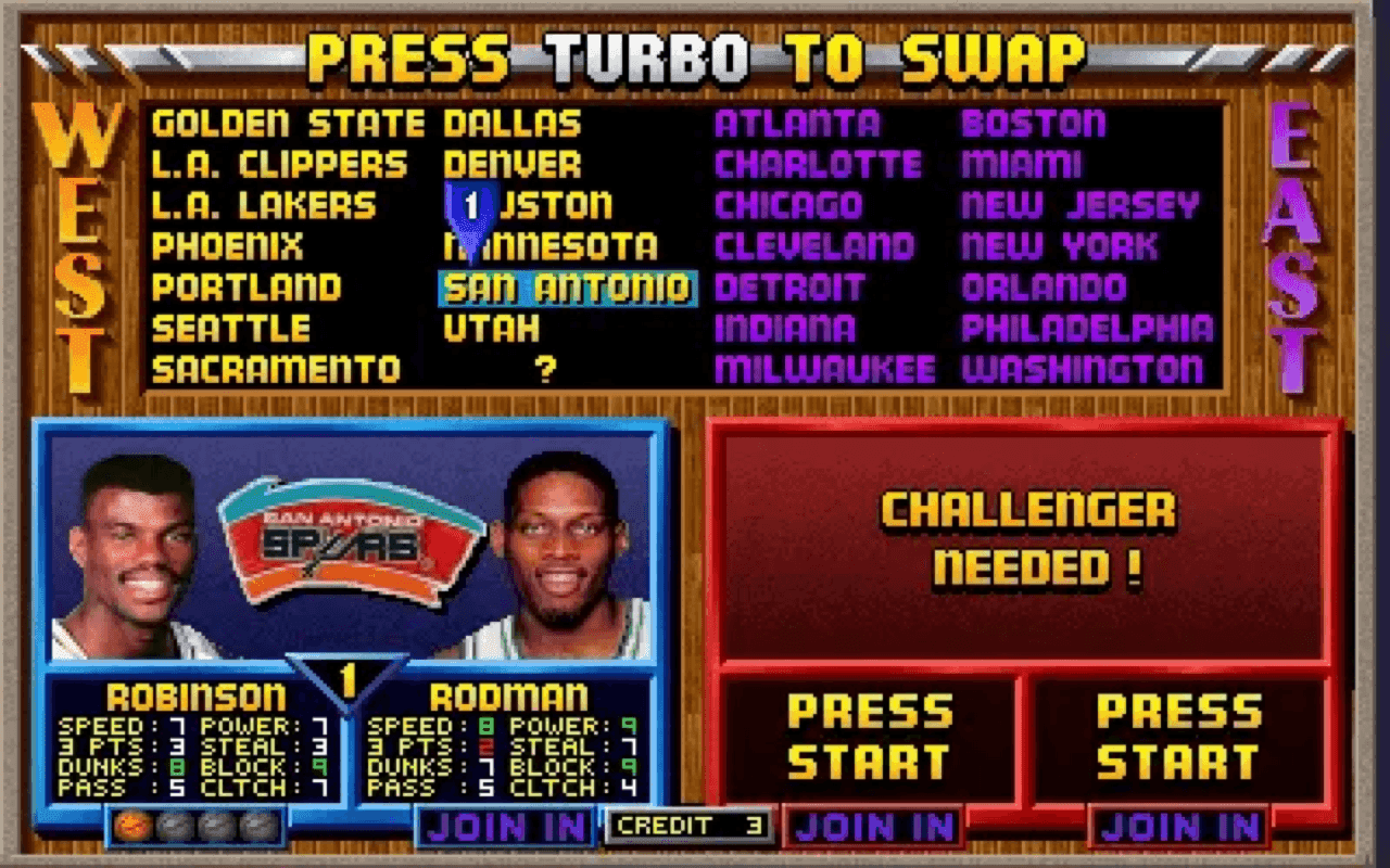 Gameplay screen of NBA Jam Tournament Edition (8/8) Gameplay screen of NBA Jam Tournament Edition (8/8)