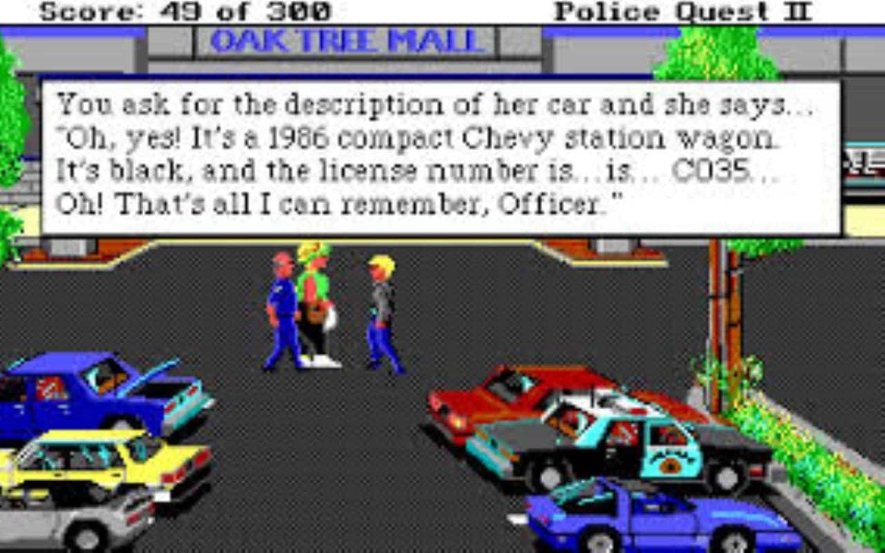 Gameplay screen of Police Quest 2: The Vengeance (2/8) Gameplay screen of Police Quest 2: The Vengeance (2/8)