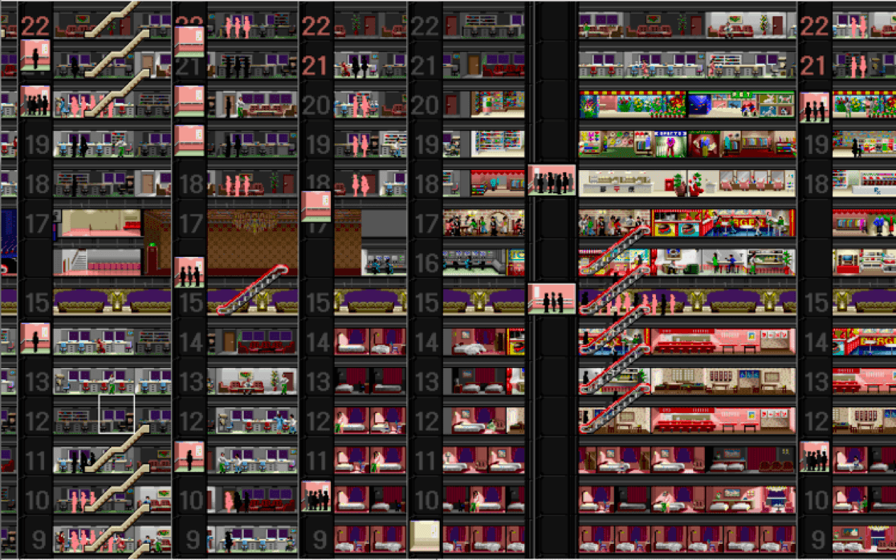 Gameplay screen of SimTower: The Vertical Empire (7/8) Gameplay screen of SimTower: The Vertical Empire (7/8)
