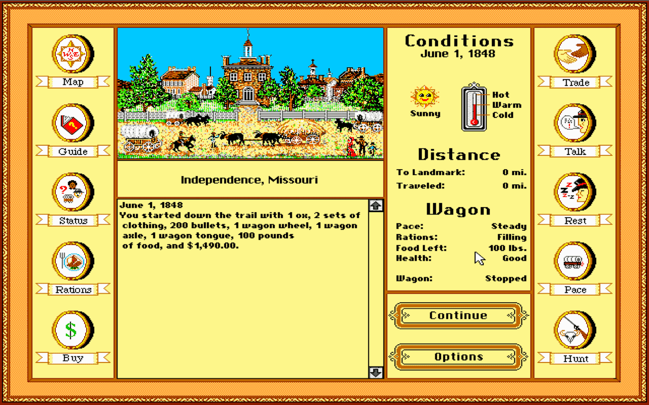 Gameplay screen of The Oregon Trail Deluxe (5/8) Gameplay screen of The Oregon Trail Deluxe (5/8)