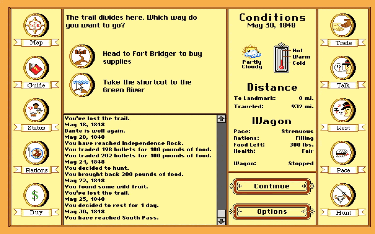 Gameplay screen of The Oregon Trail Deluxe (7/8) Gameplay screen of The Oregon Trail Deluxe (7/8)