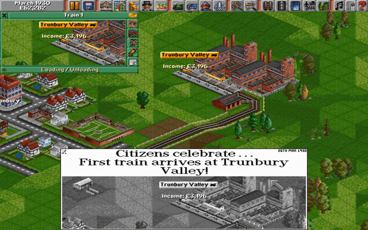 Gameplay screen of Transport Tycoon (3/8) Gameplay screen of Transport Tycoon (3/8)