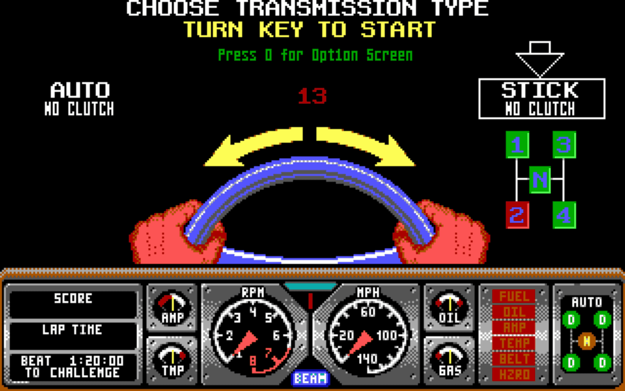 Gameplay screen of Hard Drivin' (1/8) Gameplay screen of Hard Drivin' (1/8)