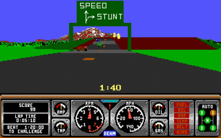 Gameplay screen of Hard Drivin' (2/8) Gameplay screen of Hard Drivin' (2/8)