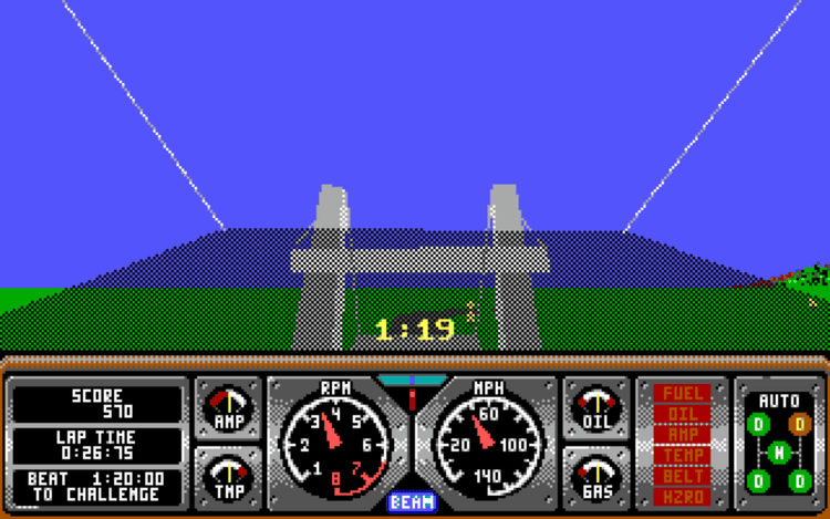 Gameplay screen of Hard Drivin' (3/8) Gameplay screen of Hard Drivin' (3/8)