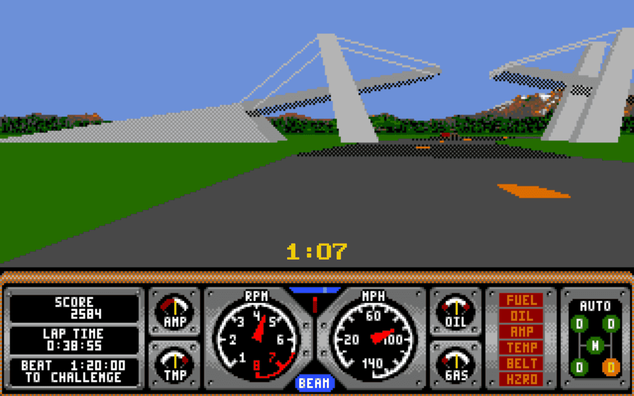 Gameplay screen of Hard Drivin' (8/8) Gameplay screen of Hard Drivin' (8/8)