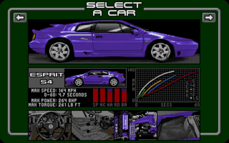 Gameplay screen of Lotus: The Ultimate Challenge (4/8) Gameplay screen of Lotus: The Ultimate Challenge (4/8)