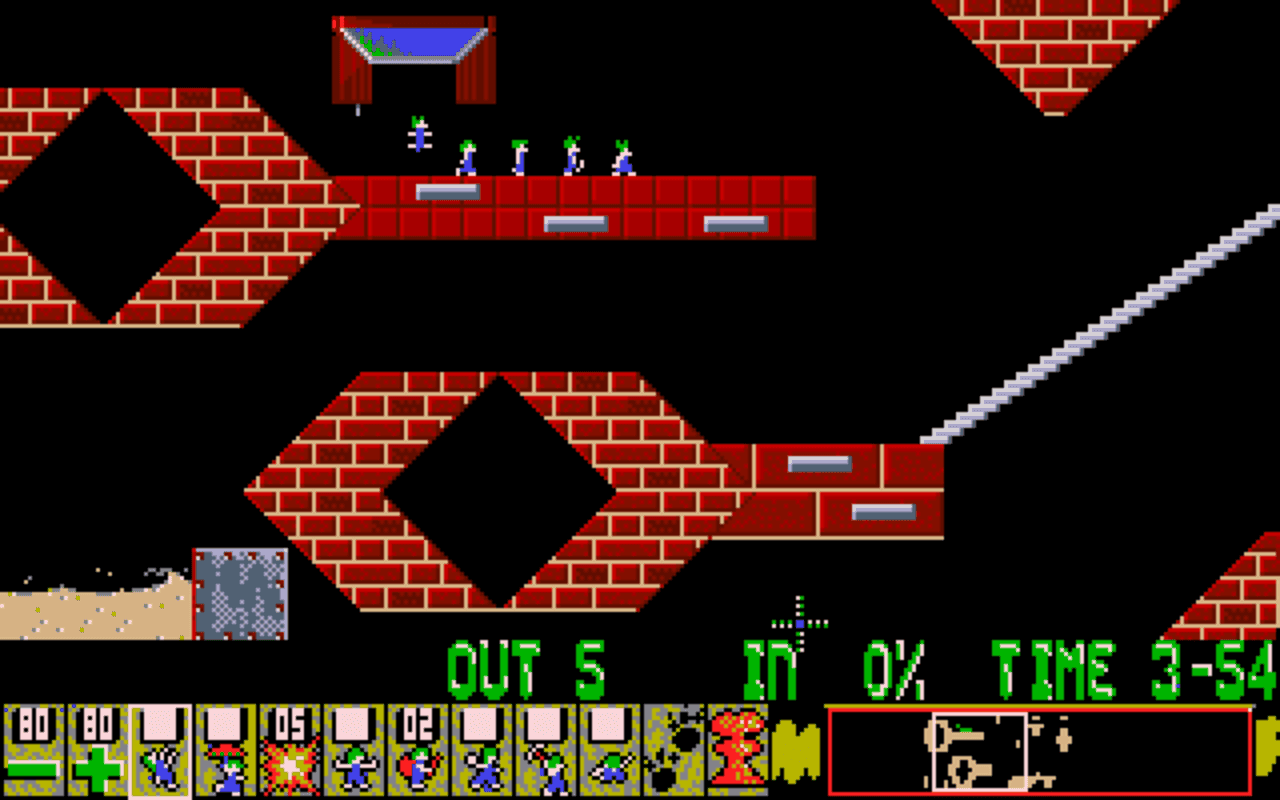 Gameplay screen of Oh No! More Lemmings (6/8) Gameplay screen of Oh No! More Lemmings (6/8)