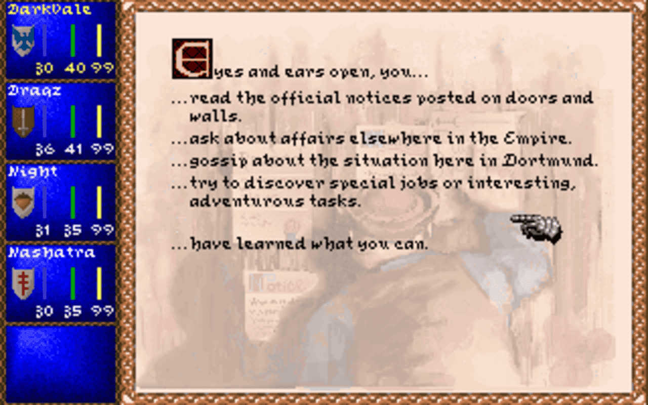 Gameplay screen of Darklands (4/8) Gameplay screen of Darklands (4/8)