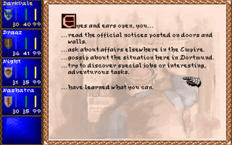 Gameplay screen of Darklands (4/8) Gameplay screen of Darklands (4/8)