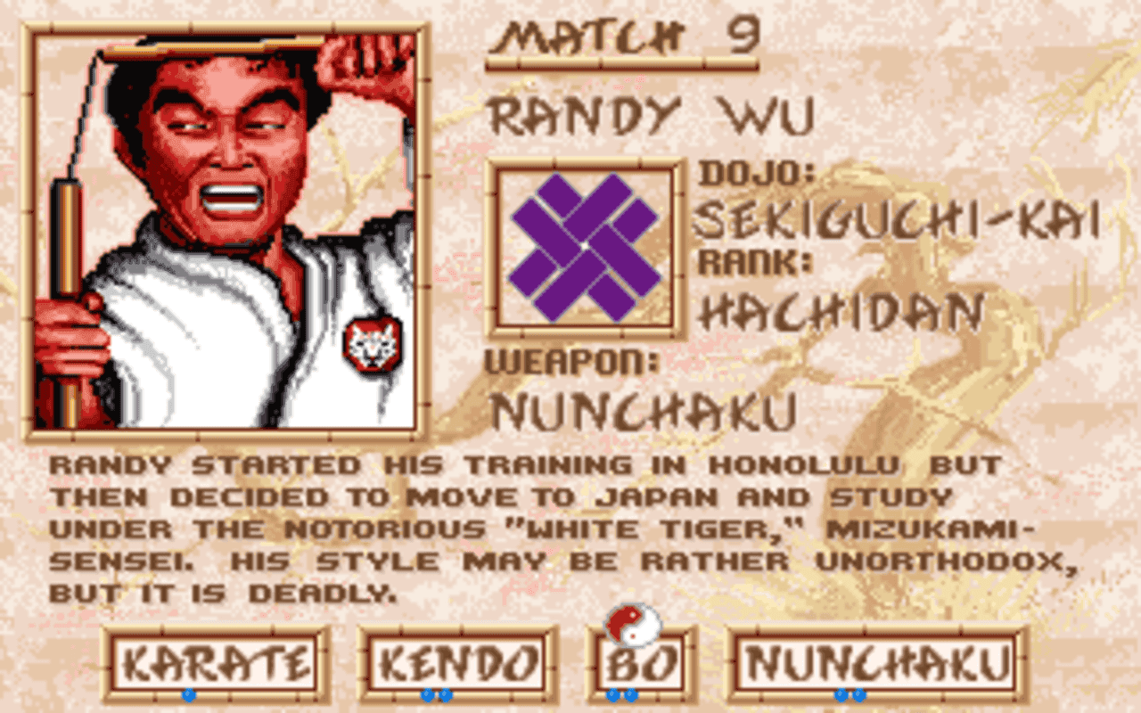 Gameplay screen of Budokan: The Martial Spirit (5/8) Gameplay screen of Budokan: The Martial Spirit (5/8)