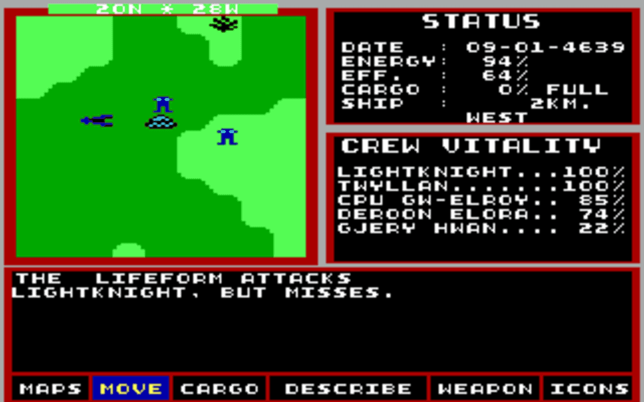 Gameplay screen of Starflight 2: Trade Routes of the Cloud Nebula (4/8) Gameplay screen of Starflight 2: Trade Routes of the Cloud Nebula (4/8)